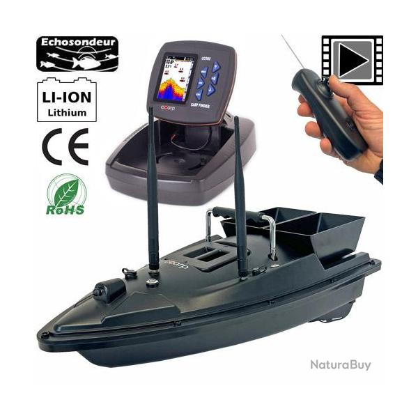 Bateau Amorceur Ccarp Black Ghost 2 Bacs Echosondeur