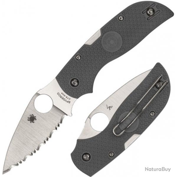 Couteau Spyderco Chaparral Lightweight Lame Acier CTS-XHP Serr Manche Gray FRN Lockback SC152SGY