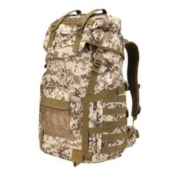 Grand Sac à Dos Tactique MOLLE 60L pour Voyage Sports de Plein Air et Camping Camoufle