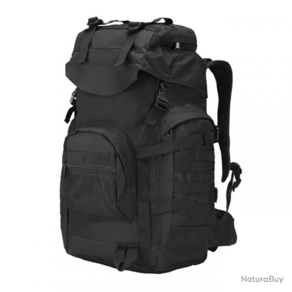 Grand Sac  Dos Tactique MOLLE 60L pour Voyage Sports de Plein Air et Camping Noir