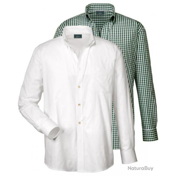 Chemise traditionnelle, pack de 2 (Couleur: Vert/blanc, Taille: M)