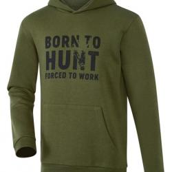 Sweat à capuche (Modèle: Vert/Born to hunt, Taille: L)