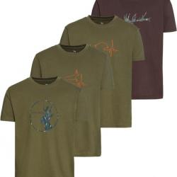 Pack de 4 t shirts imprimés chasse Couleur Vert Marron