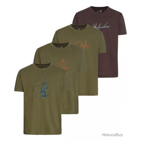 Pack de 4 t shirts imprims chasse Couleur Vert Marron