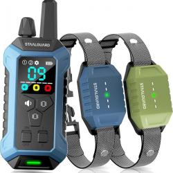 2 Colliers de Dressage Chien Portée XXL 3000m 3 Modes Étanche IP67 Toutes Tailles