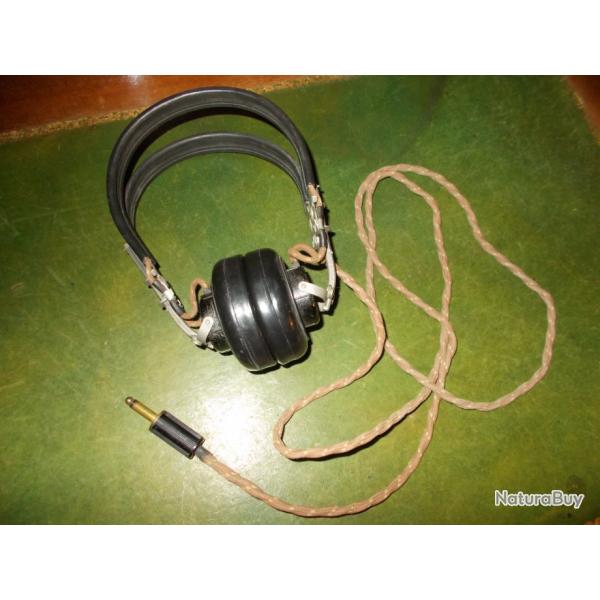 ancien casque pilote radio avion aviateur militaria vintage marque sopos ww2 ?