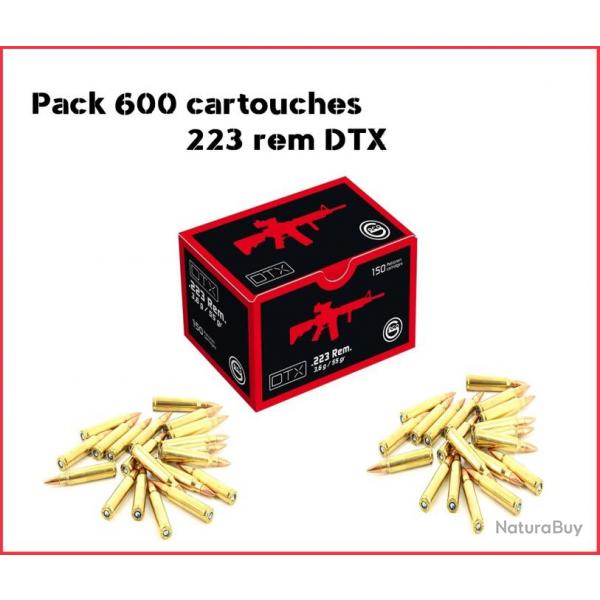 Pack 600 cartouches 223 rem GECO DTX 55 grains 