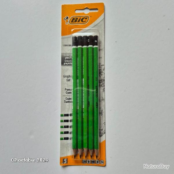 Lot de 5 BIC, crayons graphites critriums 550 de durets diffrentes pour criture et dessin