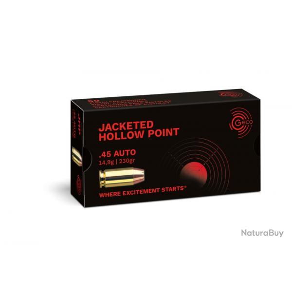 CARTOUCHES GECO 45 ACP Jacketed Hollow Point 14,9g/230gr 20 boites ( 1000 munitions )