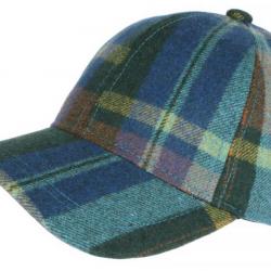 Casquette Laine Bleue et Verte a Carreaux Baseball Volga Taille unique Bleu