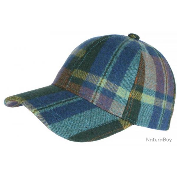 Casquette Laine Bleue et Verte a Carreaux Baseball Volga Taille unique Bleu