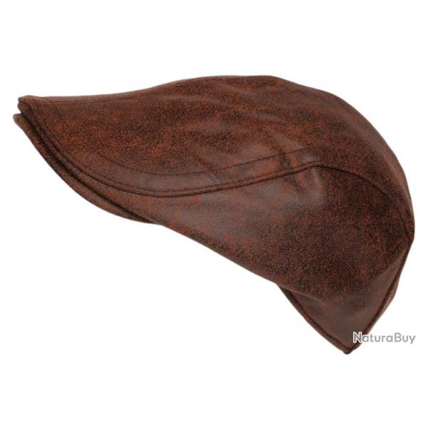 Beret Casquette Cuir Marron Havane Suedine Ajustable Kylro Taille unique Marron