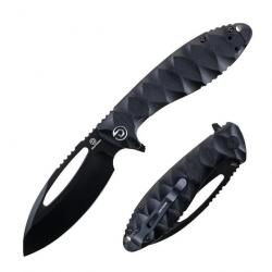 Couteau Defcon Tactical Black Lame Acier 14C28N Manche G10 Linerlock Clip IKBS TD009FBK