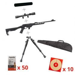 CARABINE CITADEL TRAKR 22LR + FOURREAU + MODERATEUR + BIPIED + 10 CIBLES + 50 MUNITIONS + LUNETTE