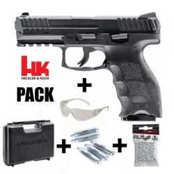 PACK PISTOLET HECKLER & KOCH VP9 Noir - Culasse mobile - 4.5 mm BB - CO²