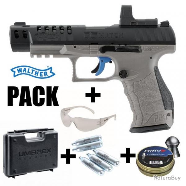 PACK PISTOLET WALTHER Q5 MATCH COMBO 5" Gris VISEUR RDS 8 - 4.5mm Plomb CO