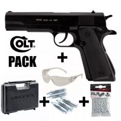 PACK PISTOLET COLT 1911 Auto Ordonance Noir - 4.5 mm BB - CO² / 2.5J