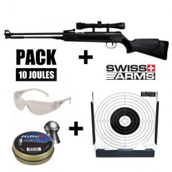 PACK CARABINE SWISS ARMS Crow Noire + LUNETTE - Plombs 4.5mm / 10J