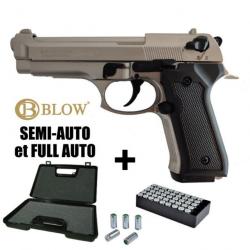 PISTOLET A BLANC BLOW F92 FULL AUTO - 9MM PAK Satiné