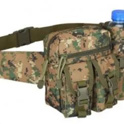 Sac de Ceinture Banane Etanche Tactique Militaire + Poche Bouteille d'eau randonnée camping Jungle