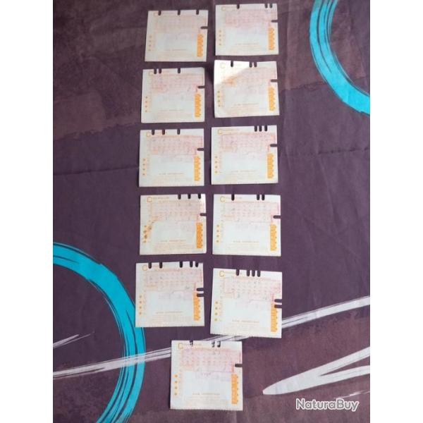 Lot 11 tickets ancien PMU