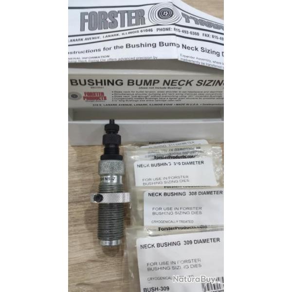 Outil de recalibrage de collet FORSTER BUSHING BUMP NECK MATRICE + 4 Bushing