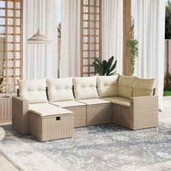 Salon de jardin avec coussins 6 pcs beige résine tressée