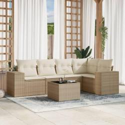 Salon de jardin avec coussins 6 pcs beige résine tressée