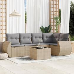 Salon de jardin avec coussins 6 pcs beige résine tressée