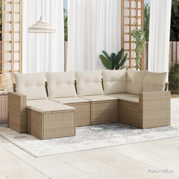 Salon de jardin avec coussins 6 pcs beige rsine tresse