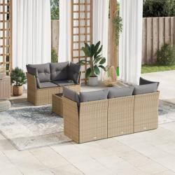 Salon de jardin avec coussins 6 pcs beige résine tressée