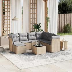 Salon de jardin avec coussins 8pcs mélange beige résine tressée