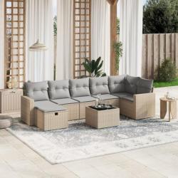 Salon de jardin avec coussins 8pcs mélange beige résine tressée