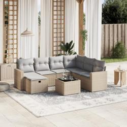 Salon de jardin avec coussins 8pcs mélange beige résine tressée