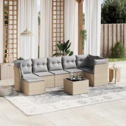 Salon de jardin avec coussins 8pcs mélange beige résine tressée