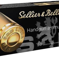 BOITE DE 50 CARTOUCHES SELLIER BELLOT CAL.9x19 / 9 PARABELLUM / 9 LUGER FMJ 124GRS - CATEGORIE B