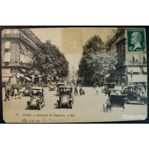 PARIS - Boulevard des Capucines, carte postale ancienne 1924