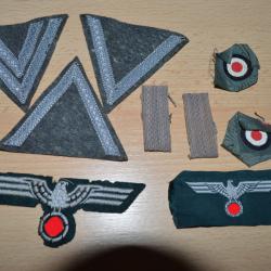 WW2 All.: Aigle de poitrine Heer+ de casquette + divers insignes en tissu