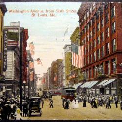 USA Carte postale ancienne Washington Avenue from Sixth Street, St. Louis. Mo.1914