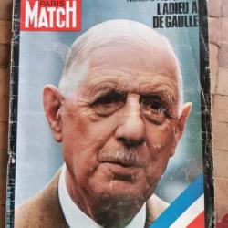 Paris match l'adieu à de gaulle