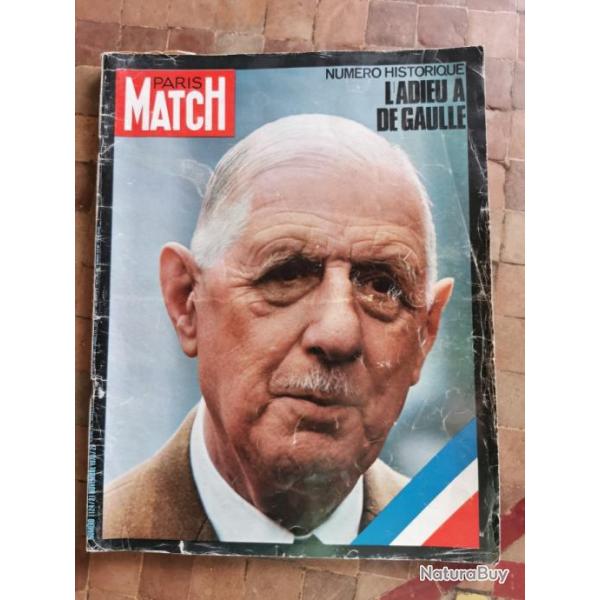 Paris match l'adieu  de gaulle