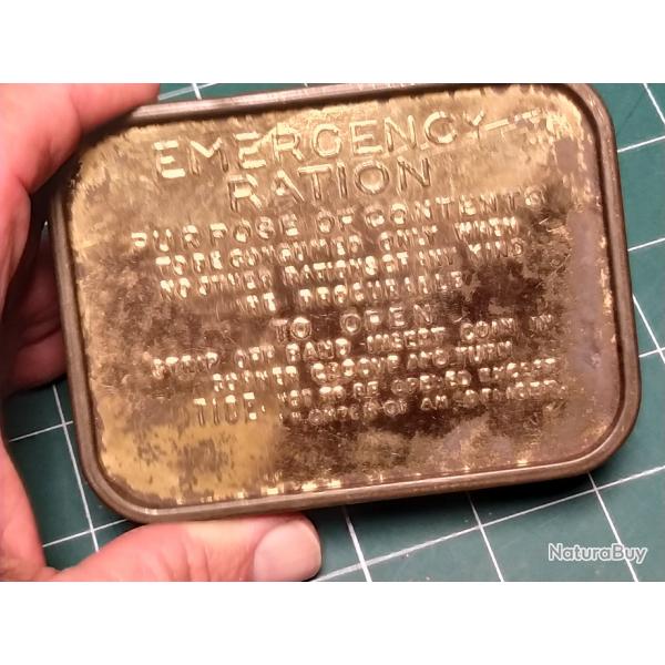 EMERGENCY RATION BOITE METALLIQUE ARMEE ANGLAISE WW2 39/45, VIDE