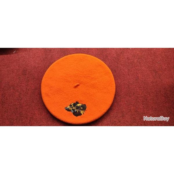 BERET FRANCAIS ORANGE - BROD SANGLIER - TU - NEUF