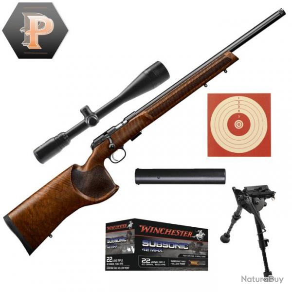 Pack Sniper Carabine CZ 457 Varmint MTR No Match Cal.22LR canon de 20" + Lunette 6-24X42 + Bipied + 