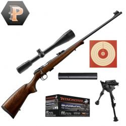 Pack Sniper Carabine CZ 457 Training Rifle XII Cal.22LR canon de 24" + Lunette 6-24X42 + Bipied + Mo