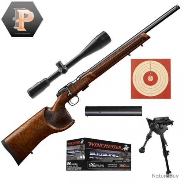 Pack Sniper Carabine CZ 457 Varmint MTR Cal.22LR Match 20" filet 1/2x20+ Lunette 6-24X42 + Bipied +