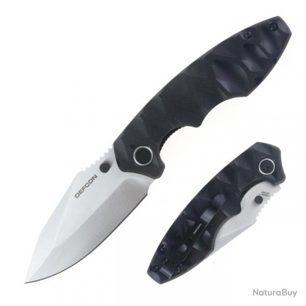 Couteau Defcon Black Manche G10 Lame Acier 14C28N Linerlock Clip TD004F1