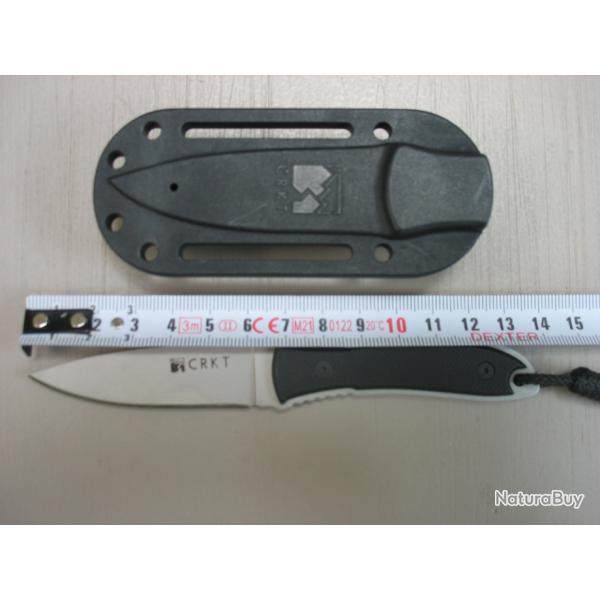 * Couteau de Cou CRKT "Carson Design" F4-02N / lame acier carbone simple tranchant *