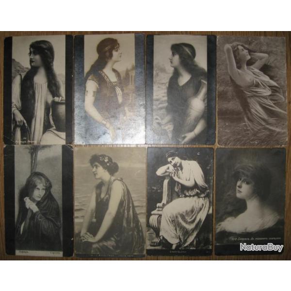 Russie impriale 8 pices, Carte postale ancienne, Filles 1900's