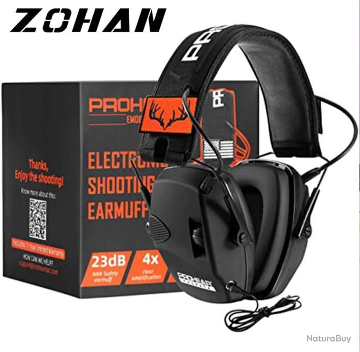 Casque Anti-bruit ZOHAN PROHEAR – Protection Auditive Tir, NRR 23dB, Noir